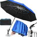 New 60" Folding Magnetic Umbrella,Designed for Outdoor Work,600lb Strong Suction Hvac Umbrella With Magnetic Base & Clamp,2-in-1 Sun & Rain Protection,180Â° Adjustable,Portable for HVAC (Blue)