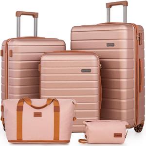 Cosbarn Luggage Sets, Durable 20,24,28 inch Suitcase Sets With Wheels
ABS Hardshell Sets Includes 20, 24&28inch Suitcase, Duffel, Toiletry Bags, TSA lock, Spinner Wheels,Checked Family Travel