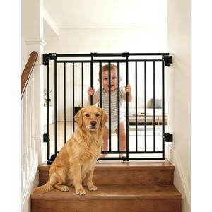 29 Extra Wide Baby & Dog Gate, 3254 Adjustable Walk Thru Safety Gate with Auto Close, One-Hand Open, No Threshold 180 Swing Metal Gate for Stairs & Doorways, Black