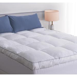 Marine Moon Mattress Topper Queen, Cooling Plush Bed Thick Pillow Top Pad, Hotel Quality Down Alternative for Queen Size with Deep Pocket, Soften Hardened Bed