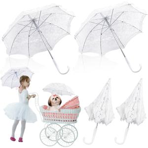 2 White Lace Embroidery Umbrella for Girls,Wedding Umbrellas,White Craft Parasol for Bridal Party,Pet Decoration Umbrella,For Wedding Decoration, Flower Girl,vintage photo shoot props