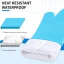 Silicone Oven Mitt Set 7"x14", Extra Long Oven Mitts Heat Resistant Non-Slip Quilted Liner Kitch Oven Gloves for BBQ, Baking, Cooking, Beige