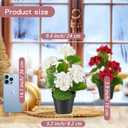 2 Pack Artificial Geranium Flowers Small 13 Inch Faux Flowers Spring Summer Decoration Fake Flowers for Home Office Table Decorations Indoor (White)