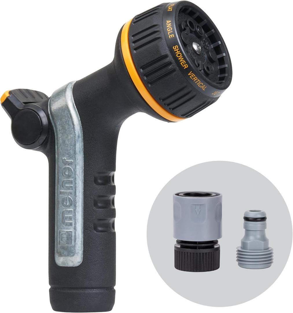 Melnor 65179AMZ Heavyweight Metal Thumb Control Nozzle w/Quick Connect Set (Multi-pattern)