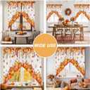 Thanksgiving Swag Curtain Valances,Pumpkin Autumn Leaves Rod Pocket Window Swag Topper Curtains,Fall Harvest Short Tier Valance for Kitchen Bedroom Bathroom Decor,2 Panel 36"x36" (Orange Red)