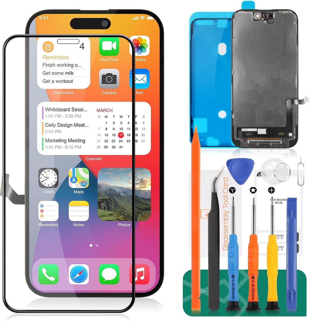 TFT for iPhone 15 Screen Replacement for iPhone 15 LCD Digitizer Repair Kits for iPhone 15 Touch Screen Display Assembly Replacement A3090 A2846 A3089 A3092(Not Original)