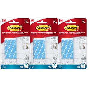 Command Water-Resistant Adhesive Refill Strips, Large (Pack of 12) – Damage-Free Hanging for Bathroom Hooks & Shower Caddies in Humid Areas, No Tools Needed, Holds 5 lb
