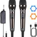 Wireless Microphones for Karaoke Singing, Professional Dual Cordless Mic System , 500ft Long Range Dual Handheld Cordless& LED Display, Dynamic Karaoke Microphone for Singing, DJ, Church, Party