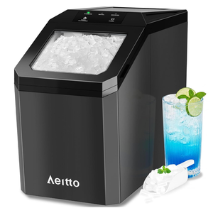 Aeitto Nugget Ice Maker Countertop, 55lbs/Day, Rapid Ice Release in 5 Mins, Large Capacity Chewable Ice Maker, Self-Cleaning with Stainless Steel Housing Ice Machine for Home Office and Party, Blcak