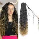 Boho Crochet Braids Pure Protein Fiber Close to Human Hair 14 Inch Goddess Box Braids with Soft Curls Bohemian Braids Crochet Hair for Black Women (14Inch T27)