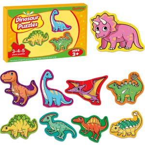 9 Packs Large Piece Jigsaw Puzzles for Toddlers 1-3,Kids Wild Animal Puzzle Ages 3-5,Baby Farm Dinosaur Puzzle,Preschool Educational Montessori Toys for 3 Year Old,Kindergarten Matching Puzzle