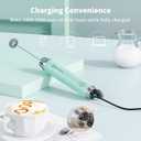 Maestri House Rechargeable Milk Frother with Stand, LunaFro Handheld Electric Foam Maker Waterproof Detachable Stainless Steel Whisk Drink Mixer Foamer for Lattes, Cappuccino