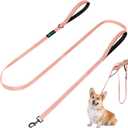 PuppyDoggy Dog Leash for Small to Medium Dogs 6 ft x 0.6" with 3 Reflective Stitching and 2 Traffic Padded Handles Dog Lead/Rope, Pet Leash for Running Walking Training (Pink 2 Pack - 6 ft x 0.6 in)