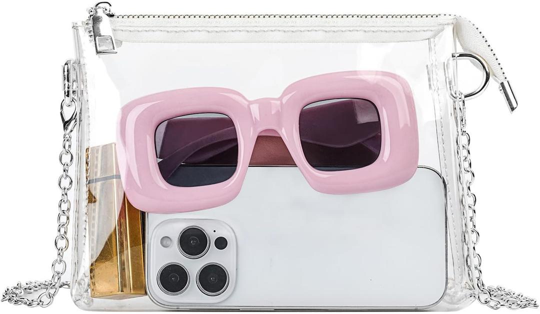 Clear Purse for Women, Clear Bag Stadium Approved, Small Stadium Bag for Concerts & Sports Events (Silver)