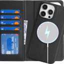 Zouzt for iPhone 15 Pro Max Case Detachable Wallet Case with 4 Card Slot, Card Holder Magnetic 2 in 1 Premium PU Leather Flip Folio Kickstand Shockproof Phone Cover 6.7 Inch New - Black