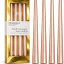 3 x Champagne Taper Candles 10'' with Pearl Shimmer – Set of 4 | Dripless & Smokeless | Fragrance Free | Gold Gift Box | Elegant Table Candles for Home Decorations, Wedding Receptions Events