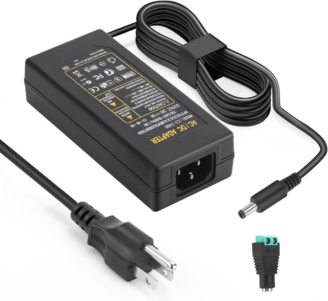 24V 6A Power Supply 144W Adapter, 100-240V AC to 24 Volt 6 Amp DC Power Supply with LED Terminal Connector, 24V LED Power Supply Transformer with 5.5x2.1mm DC Output Jack for LED Strip Light