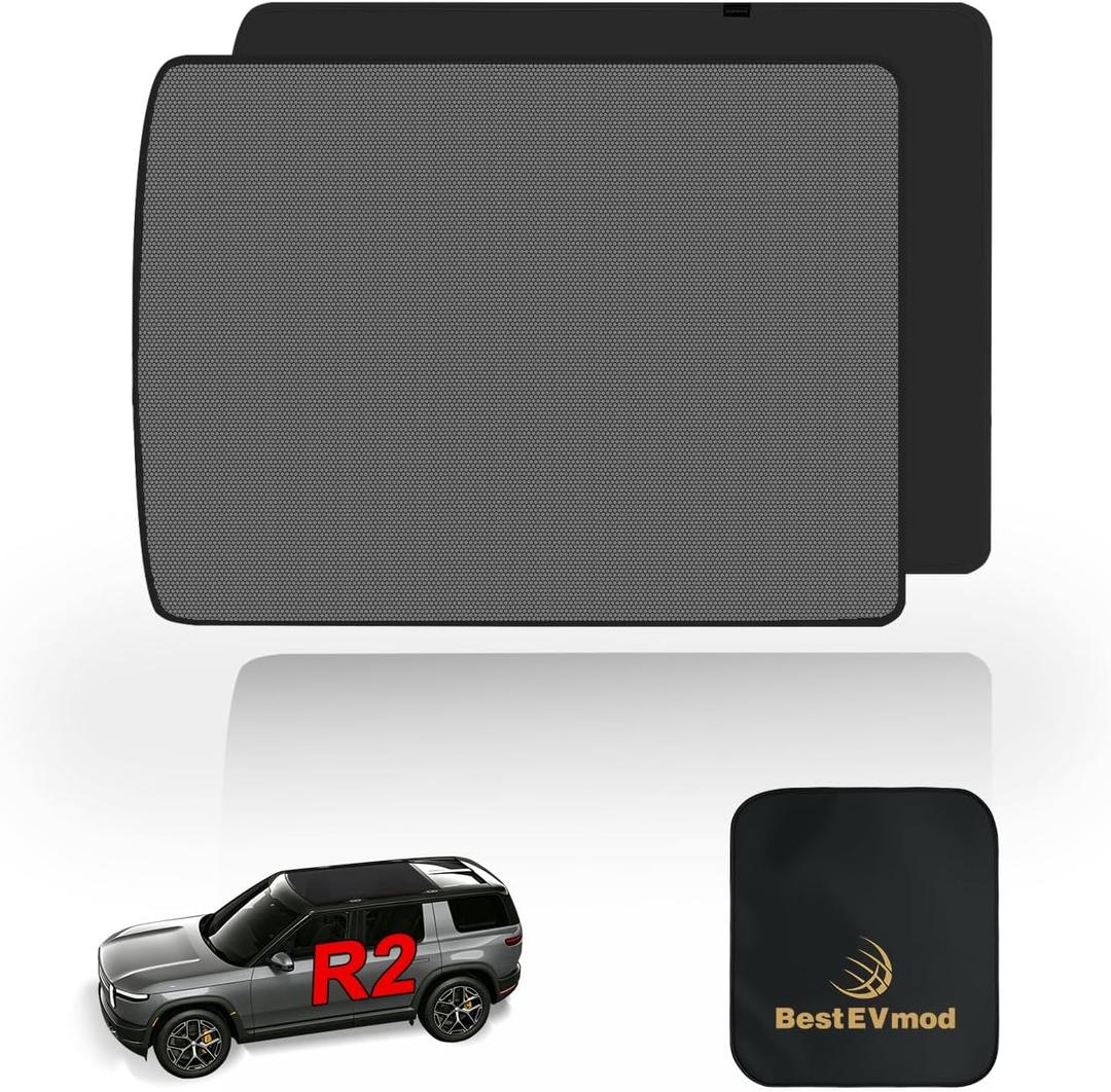 BestEvMod Foldable Roof Sunshade for 2027 2026 Rivian R2 (Black)