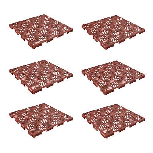 Deck Tiles - 6-Pack Pavers - Polypropylene Interlocking Patio Tiles - Outdoor Flooring for Patio, Porch, Garage, or Pool Deck by Pure Garden (Terracotta)
