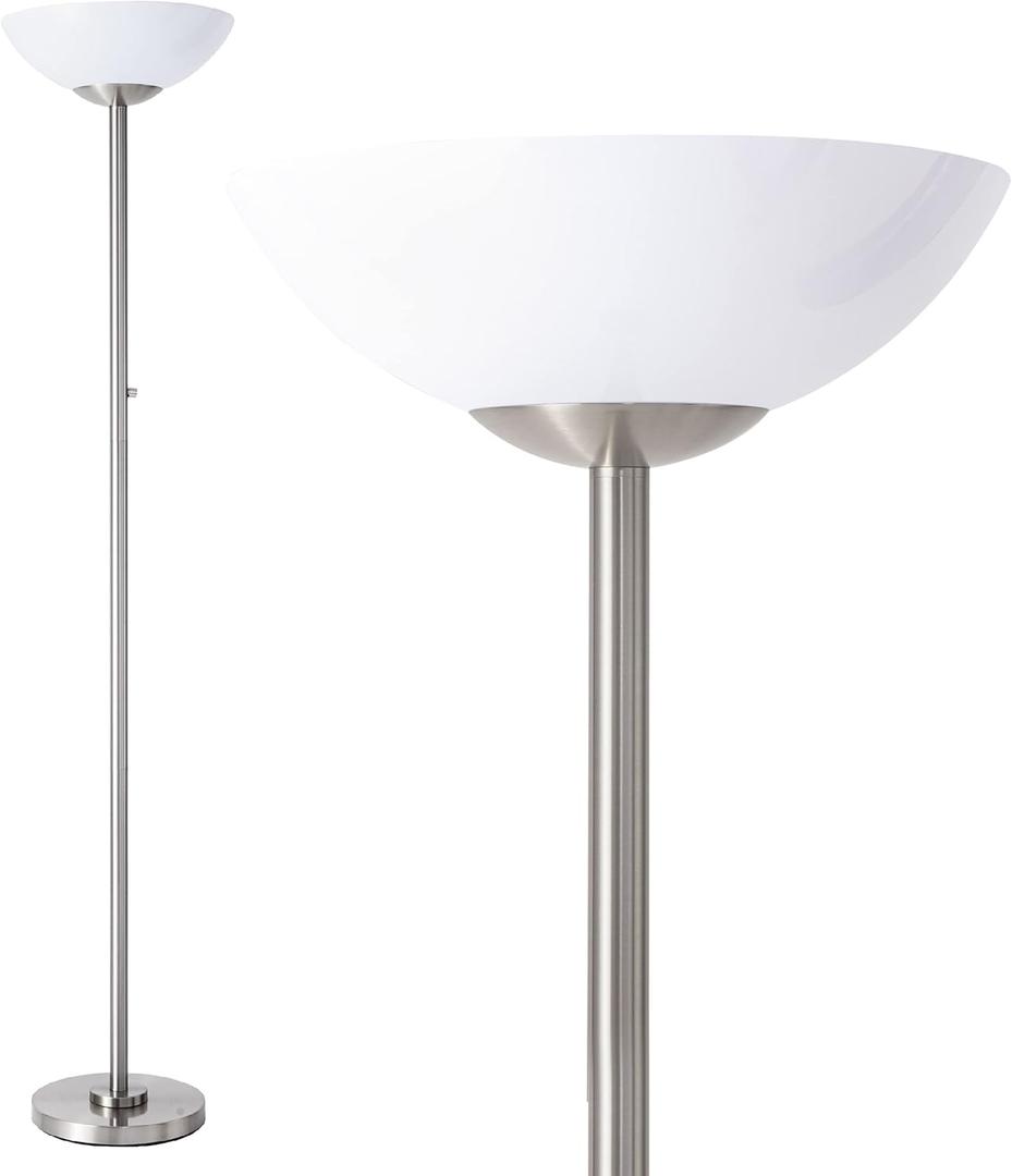 Super Bright Floor Lamp 8000LUMEN - DIMMABLE 30K Energy-Efficient Standing Lamp with Cement Base - for Living Room and Bedroom - Matte Finish, Modern and Elegant Design (Silver)