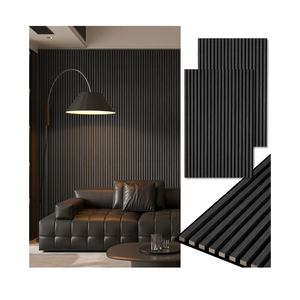 Art3d 2-Pack 48" x 24" Acoustic Wood Panels for Wall, Soundproof Wood Slat Panel for Wall and Ceiling, 3D Fluted Sound Absorbing Paneling for Interior Wall Decor, Living Room, Bedroom - Blackwood
