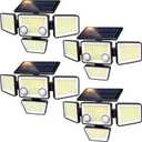 Solar Lights Outdoor - 3000LM 188 LED Motion Sensor Outdoor Lights, 4 Heads IP65 Waterproof Powered Security Flood Lights, 270Wide Lighting Angle Wall Light with Sensors for Backyard (4 Pack)