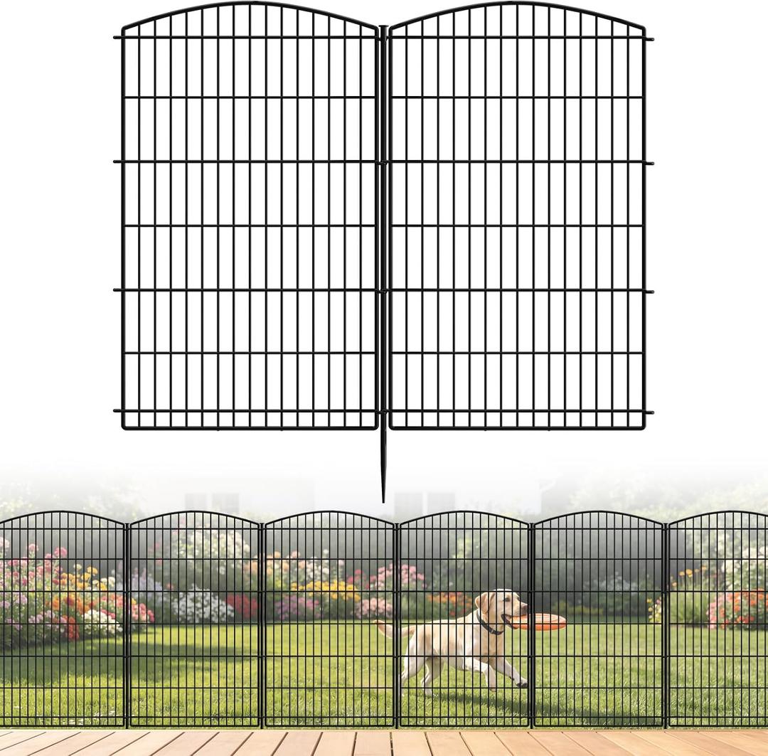 INJOPEXI Decorative Garden Fence 12 Panels 26ft (L)42in (H) Garden Fences with 12 Panels Rustproof Wire No Dig Rabbit Animal Barrier Fencing Rabbit Dog Fence for Yard Patio Outdoor - Without Gate