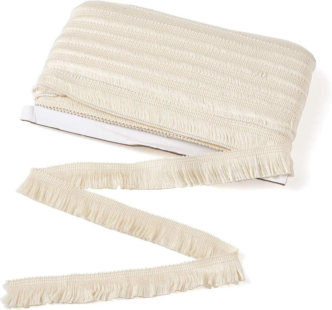 MegaPet Polyester Fringe Tassel Lace Trim 1 Inch x 82 Feet Chainette Fringe Fibre Trim Linen for Sewing Quilting Clothes Accessories Lampshade Curtain Home Decoration