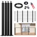 Muzata 15-20FT Modular Black Cable Railing Kit 42 Inch 4 Level Post Kit Complete Set Cable Railing System for Decks Length Adjustable Easy DIY with Paper User Guide (No Handrail) RWS1 BH4L