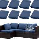 Outdoor Cushion Covers Set,8PCS Waterproof Patio Furniture Couch Seat Slipcovers, Replacement for Sofa Sectional Chair(CoverOnly) (Grey Blue)