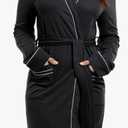 Women's Robe Soft Knit Waffle Bathrobe Lightweight Knee-Length Loungewear XL, Black 