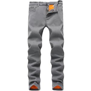 FREDD MARSHALL Men's Fleece Lined Skinny Winter Slim Fit Thicken Warm Stretch Jeans (Gray)