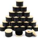 24-Pack 8oz Candle Tins with Wood-Grain Printing Lids, Metal Candle Jars for Candle Making, Bulk Empty Containers for Beginners & DIY Storage - Wood Black