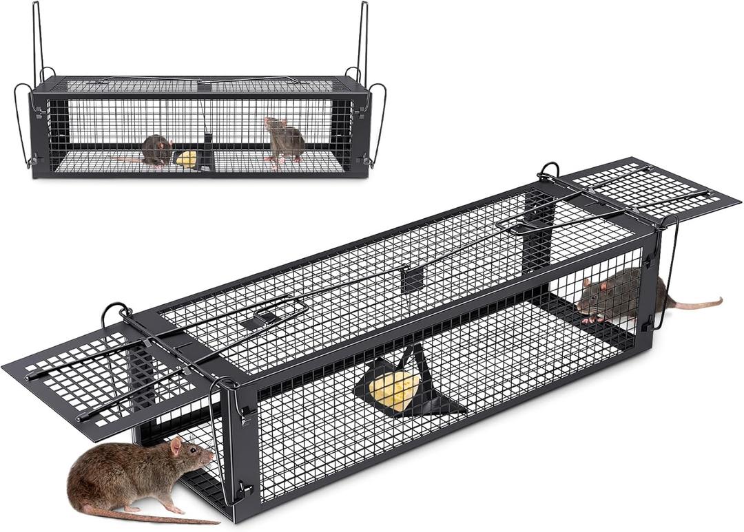 Humane Rat Trap, Large Squirrel Traps That Work for Indoor and Outdoor, Small Rodent Chipmunk Trap and Other Live Animal Cage