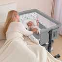 YADAQE Baby Bassinet, Baby Basinet Bedside Sleeper, Easy to Fold Portable Crib Side Bassinet 2025new Style Girl/boy bassinets(Light Grey)