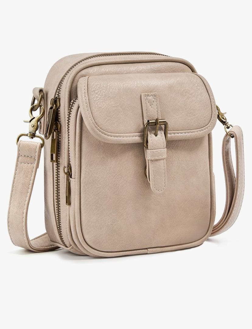 Small Messenger Bag Vegan Leather Crossbody Bag for Women Men, Vintage Cross Body Shoulder Purse with Card Slots