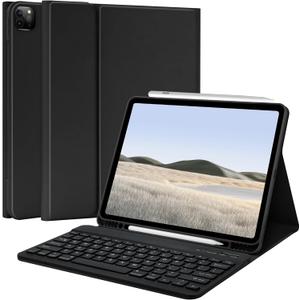 TQQ for iPad Air 13-inch (M4/M3/M2, 2026/2025/2024) & Pro 12.9 inch Case with Keyboard, Keyboard case for 12.9-inch iPad Pro 6th/5th Gen - with Pencil Holder for iPad Air 13-inch 2026 (Black)