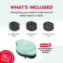 Dash MultiMaker Treat Maker System - Make Mini Donuts, Cupcakes & Heart-Shaped Waffles - Interchangeable Plate Design - dishwasher safe Parts for Easy Cleanup - Aqua