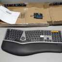 Backlit Bluetooth Ergonomic Keyboard, ProtoArc EK01 Plus Full Size Wireless Split Keyboard with Dual Bluetooth and USB, Cushioned Wrist Rest, Rechargeable for Windows/Mac/Android, Grey Black