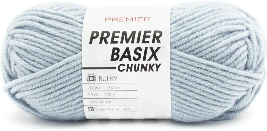 Premier Yarns Basix Chunky Yarn, Perfect for Crafting Quick Projects, Bulky Weight, Acrylic Yarn, Monument, 3.5 oz, 117 yards