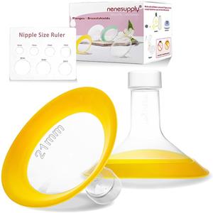 Nenesupply 21mm Oval Flanges Compatible with Medela Pump Parts Replacement 21mm Flange for Medela Breast Pumps. Work with Pump in Style Parts Symphony Parts Swing Maxi Harmony and Personalfit Flex