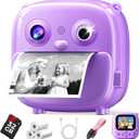 Kids Camera Instant Print- Christmas Birthday Gifts for Girls Boys Age 3-12 Years Old- 1080P HD Video Digital Camera with Photo Printing- Toddlers Portable Toys for Travel- Purple