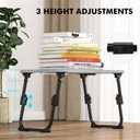 Lap Desk for Bed Adjustable Height, Foldable Bed Table with Storage Drawer, Tablet Slot & Cup Holder, Portable Laptop Stand for Bed & Sofa, Bed Desk for Adults & Kids, Light Stone Color