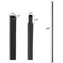 10 Pcs Square 1/2" x 44" Wrought Iron Plain Balusters for Staircase, Metal Hollow Spindles Deck Baluster for Indoor Stairs (Satin Black)