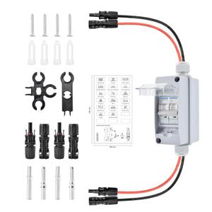Mollom Solar Panel Disconnect Switch 1000V 30Amp IP65 Breaker Box with 2P DC Miniature Circuit Breaker for PV Home Outdoor Battery