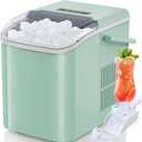 DUMOS Ice Maker Countertop Ice Machine Compact Size with Handle, 26lbs in 24Hrs, 9 Bullet Ice Cubes in 6 Mins, Self-Cleaning Function, Portable for Home, Kitchen, RV, Camping, Quiet Operation,Green
