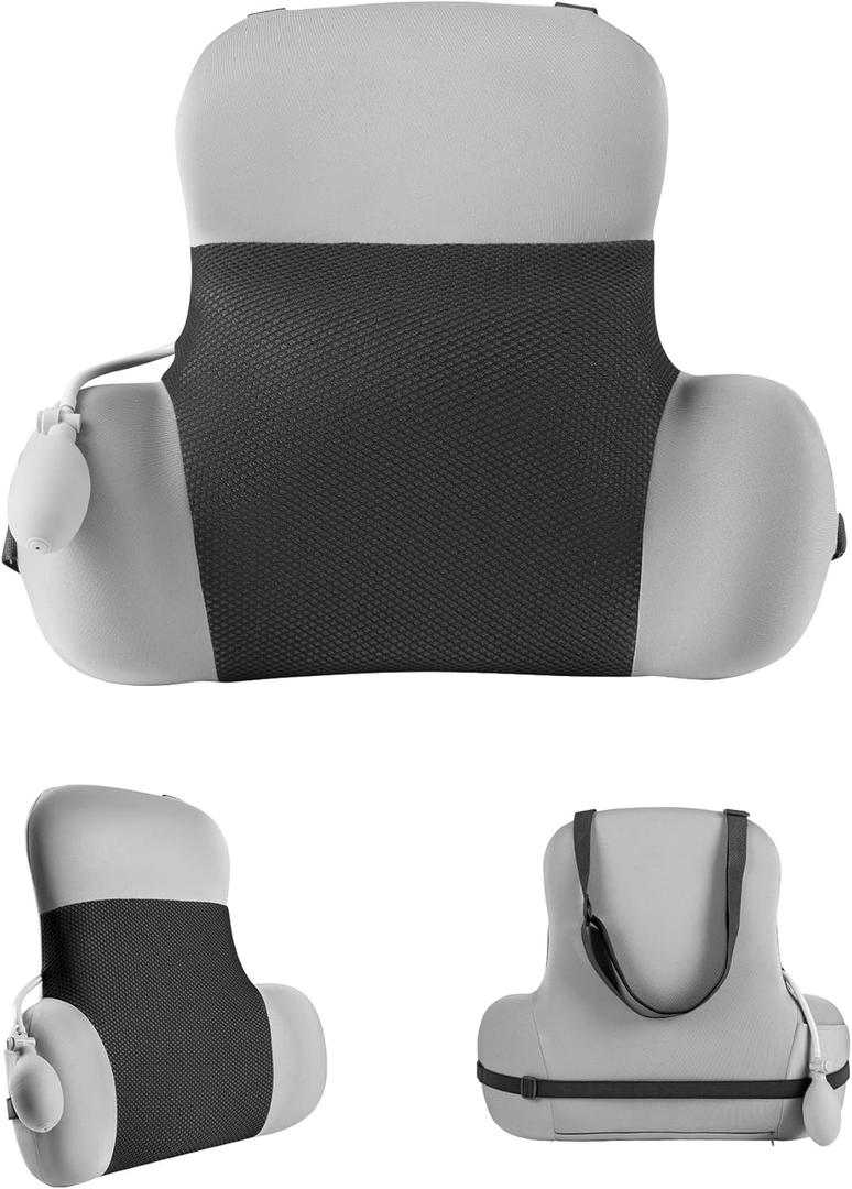 BEBAS Adjustable Air Lumbar Support Pillow for Office Chair, Car & Gaming Chair - Memory Foam Lower Back Cushion - Customizable Air Support for Back Pain Relief & Posture Correction