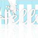 COCHIE Wooden Hello Winter Sign, Holidays Snowflake Decorations for Home, Office, Shelf, Mantel, Indoor, Wood White Snowflake Decor, Blue Table Top Party Supplies Decoration (Winter)