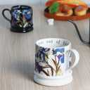 Ceramic Vintage Flower Coffee Mug, 13 oz Cappuccino Mugs Classical Floral Cups Aesthetic Mug Tea Cup, Perfect for Tea, Cocoa, Latte - Gifts for Women Men Dad Mom (White)