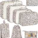 KPX 8 Set Packing Cubes for Travel, Luggage Packing Organizers Accessories Large Toiletries Bag for Clothes Shoes Cosmetics (Leopard)